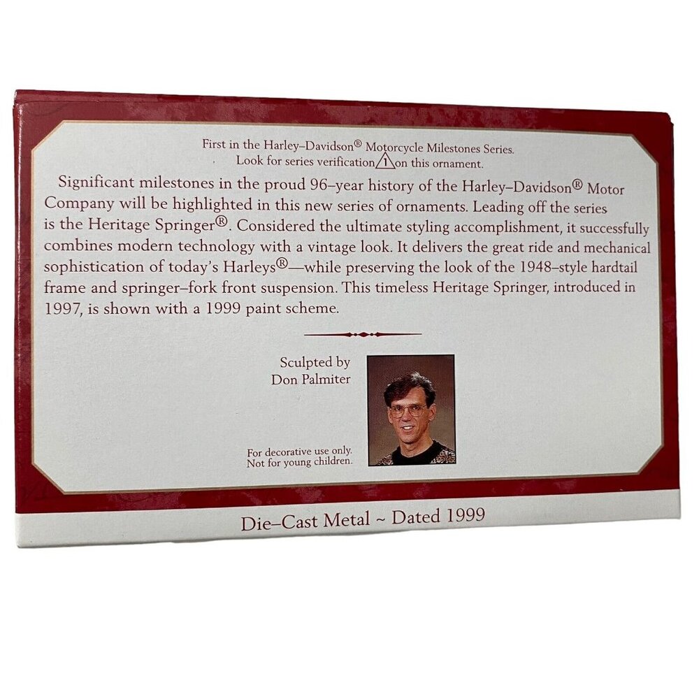 New Heritage Springer Harley-Davidson Motorcycle Hallmark Keepsake Ornament 1999 - Picture 10 of 12